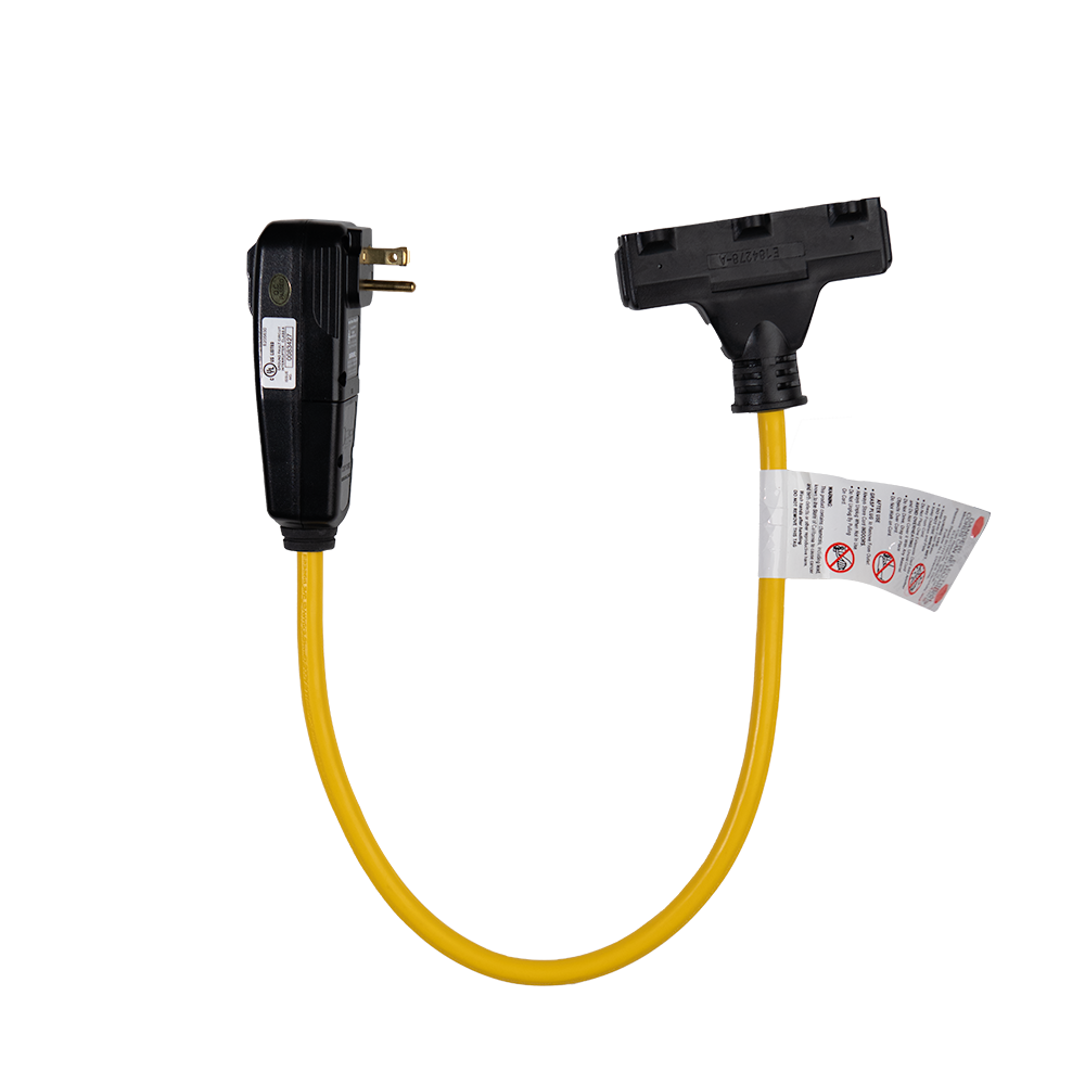 Plug GFCI, Manual Reset 2' Triple Tap Connector PGFPM110KYTT2 GFCISTORE